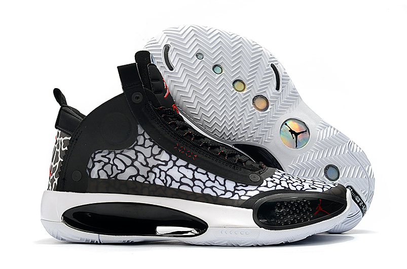 2020 Air Jordan 34 Black White Cheetah Print Shoes